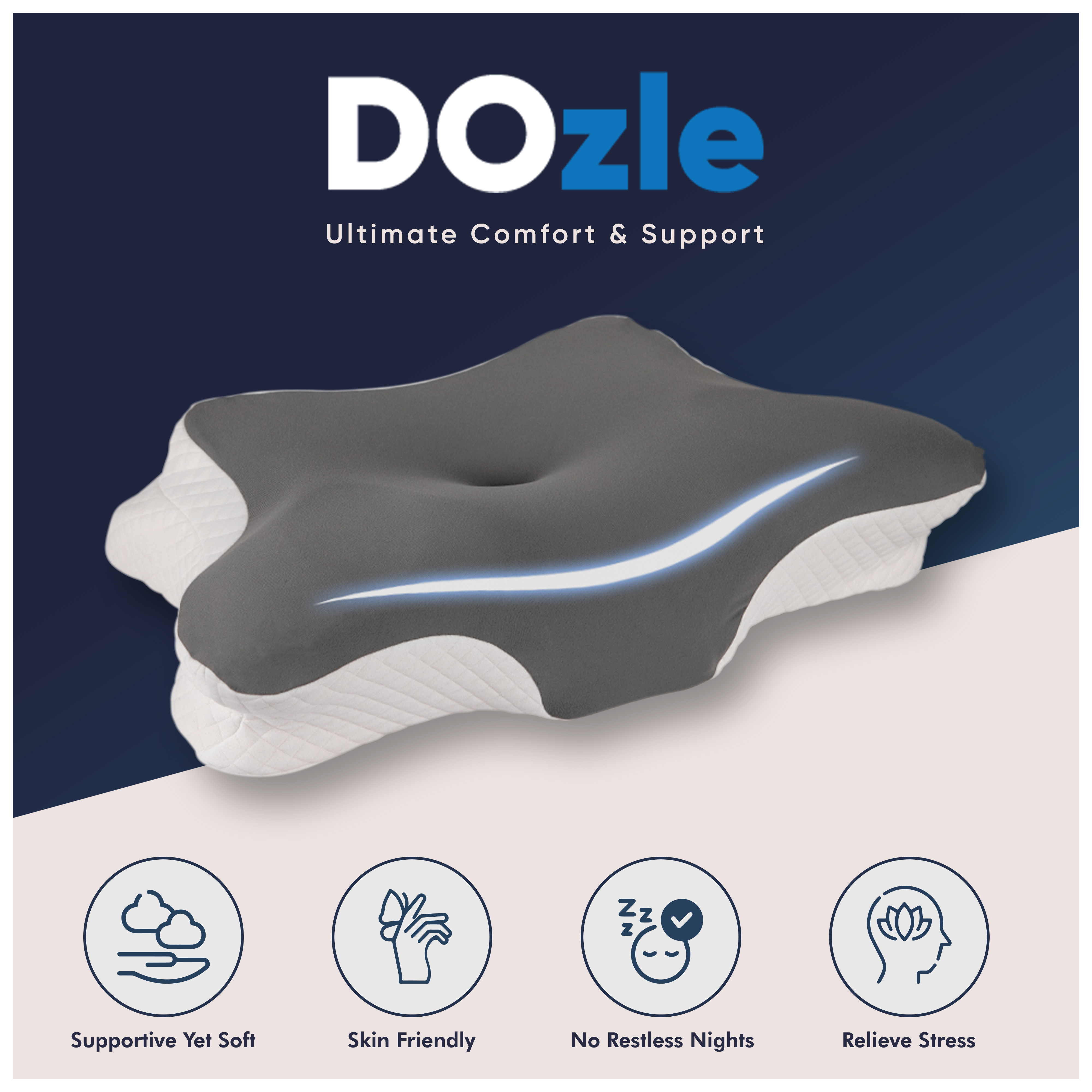 A pillow that adapts to your sleep position — back, side, stomach sleepers