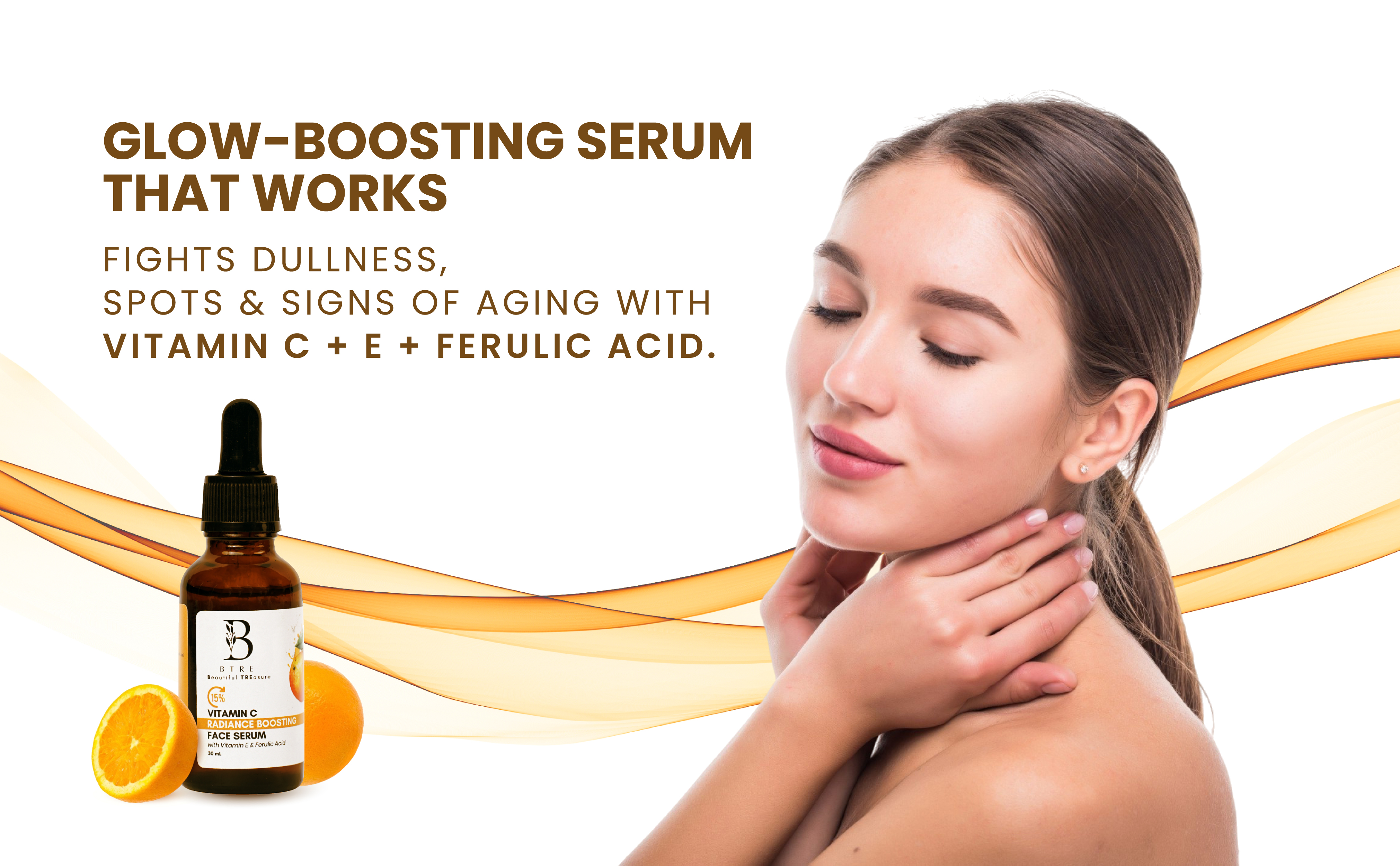 Vitamin C Face Serum hero banner — Glow Naturally with bright citrus visuals